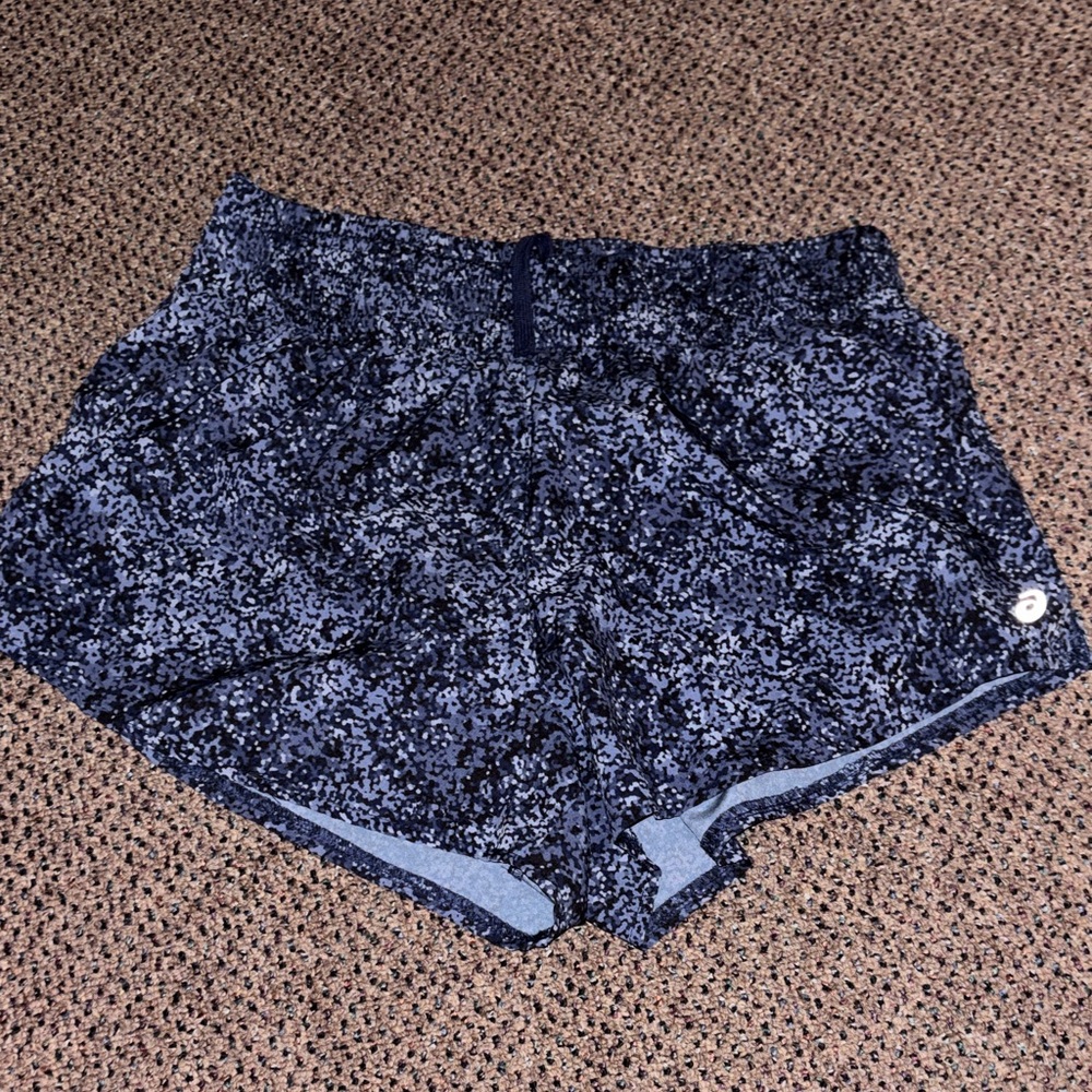 Asics Women's Athletic Shorts in Blue Pattern